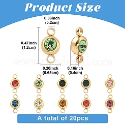 20Pcs 10 Colors 304 Stainless Steel Rhinestone Links/Connectors&nbsp;STAS-YW0010-11