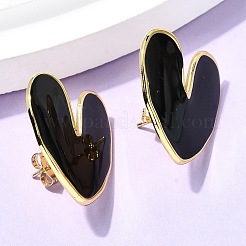 Heart 201 Stainless Steel Enamel Stud Earrings&nbsp;EJEW-Z151-12G-02