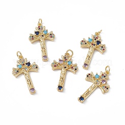 Brass Colorful Cubic Zirconia Pendants&nbsp;KK-E068-VA026-2