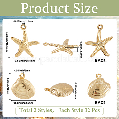 64Pcs 2 Styles 316 Surgical Stainless Steel Pendants&nbsp;STAS-SC0010-20