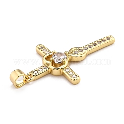 Brass Micro Pave Clear Cubic Zirconia Pendants&nbsp;ZIRC-J025-48G