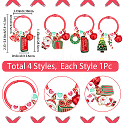 4Pcs 4 Styles Christmas Acrylic & Alloy Keychains&nbsp;HJEW-SC0002-77