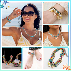 DIY Synthetic Turquoise & Cowrie Shell Bead Necklace/Bracelets Making Kits&nbsp;DIY-PH0023-73