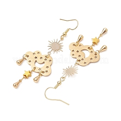 Brass & 304 Stainless Steel Dangle Earrings&nbsp;EJEW-TA00436-01