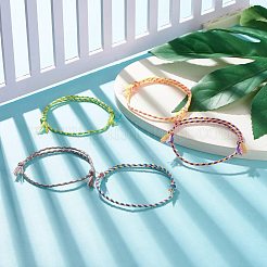 5Pcs Macrame Cotton Braided Cord Anklets Set&nbsp;AJEW-AN00486-02