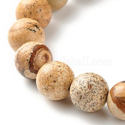 Natural Picture Jasper Round Beads Stretch Bracelet for Girl Women&nbsp;BJEW-JB06895-01