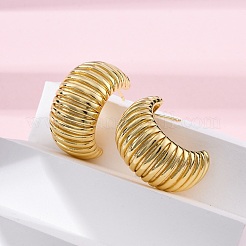 Brass Stripe C-Shaped Stud Earrings&nbsp;EJEW-R025-35G