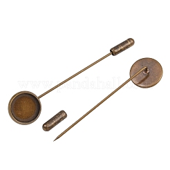 Brass Stick Lapel Pins Flat Round Base Settings&nbsp;LS-KK-A301-02AB