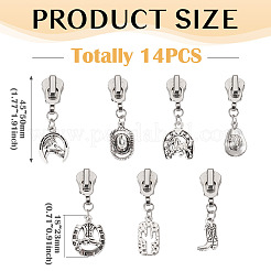 14Pcs Alloy Replacement Zipper Sliders&nbsp;HJEW-TAC0129