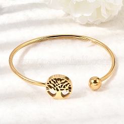 304 Stainless Steel Cuff Bangles for Women&nbsp;BJEW-D436-02G