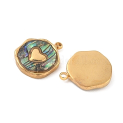 304 Stainless Steel Pave Natural Paua Shell Pendants&nbsp;STAS-F319-02B-G01