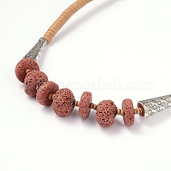 Lava Rock Beaded Necklaces&nbsp;NJEW-D202-02