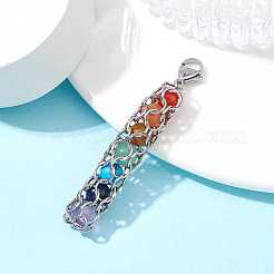 Chakra Natural Gemstone Pouch Pendant Decooration&nbsp;HJEW-JM01611-01