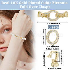 6 Sets Brass Micro Pave Clear Cubic Zirconia Fold Over Clasps&nbsp;KK-BBC0021-37