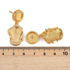 Brass Micro Pave Clear Cubic Zirconia Stud Earrings Findings&nbsp;KK-Z122-16G