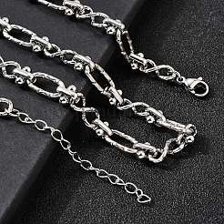 304 Stainless Steel Oval Textured Infinity Link Chain Necklaces for Women Men&nbsp;NJEW-K249-20A-P