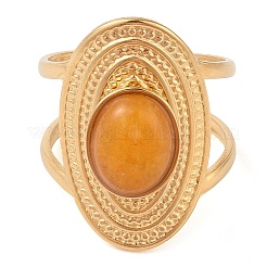 Oval Natural Agate Finger Rings&nbsp;RJEW-Z057-14G-05
