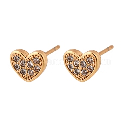 Brass Micro Pave Clear Cubic Zirconia Stud Earrings for Women&nbsp;EJEW-G428-25G-04