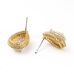 Clear Cubic Zirconia Teardrop Stud Earrings&nbsp;EJEW-C035-09G