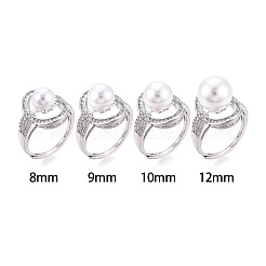 Oval Brass Micro Pave Clear Cubic Zirconia Adjustable Ring Settings&nbsp;KK-T076-69P