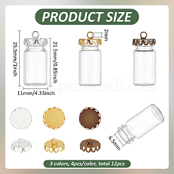 12Pcs 3 Colors Transparent Glass Bottle Pendants&nbsp;DIY-BC0014-84