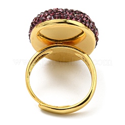 Natural Dyed Jade Oval Adjustable Ring with Rhinestone&nbsp;RJEW-D005-02G