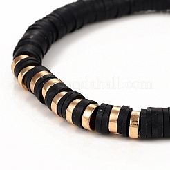Handmade Polymer Clay Heishi Beads Stretch Bracelets&nbsp;BJEW-JB05303-05