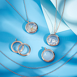DIY Blank Dome 304 Stainless Steel Locket Pendant Necklace Making Kit&nbsp;STAS-DR0001-02RG