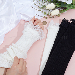 2 Pairs 2 Colors Acrylic Fibers Long Mesh Lace Gloves&nbsp;AJEW-CN0006-66