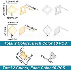 40Pcs 4 Style 304 & 201 Stainless Steel Stud Earring Findings&nbsp;STAS-UN0038-71