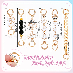 6Pcs 6 Styles Cherry Heart Bowknot Alloy Enamel & Aluminum Link Purse Strap Extenders&nbsp;AJEW-PH0006-08