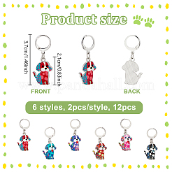 12Pcs 6 Styles Dog Alloy Enamel Pendant Locking Stitch Markers&nbsp;HJEW-NB00264