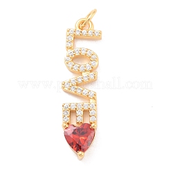 Eco-Friendly Brass Micro Pave Cubic Zirconia with Glass Pendants&nbsp;KK-K268-24G