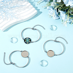 5Pcs 304 Stainless Steel Flat Round Cabochon Setting Bracelets&nbsp;DIY-BBC0001-72