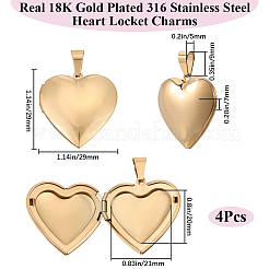 4Pcs 316 Stainless Steel Locket Pendants&nbsp;STAS-BBC0005-08
