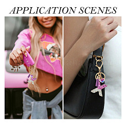 Alloy Resin Heart Keychains&nbsp;KEYC-TADJ0002-01G-X