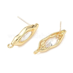 Nuggets Brass Micro Pave Clear Cubic Zirconia Stud Earring Findings&nbsp;KK-D386-18G