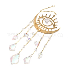 Quartz Crystal & Brass Pendant Decorations&nbsp;HJEW-M007-02A-G