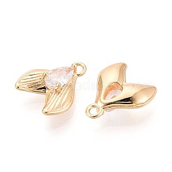 Brass Micro Pave Cubic Zirconia Pendants&nbsp;KK-T071-38G