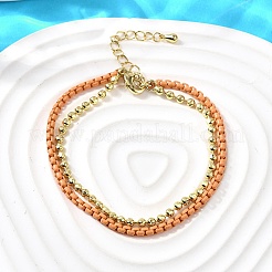 Brass Beaded Double Strand Bracelets&nbsp;BJEW-U040-02G-02