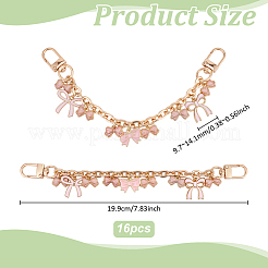 2Pcs Alloy Enamel Bowknot Pendant Aluminum Curb Chain Bag Decorative Chains&nbsp;HJEW-UN00095