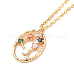 Colorful Cubic Zirconia Constellation Pendant Necklace&nbsp;NJEW-H166-01A