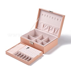 PU Imitation Leather Jewelry Organizer Box with Lock&nbsp;LS-CON-P016-B02