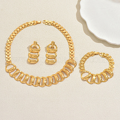 Vintage Alloy Chunky Link Choker Necklace & Earrings & Bracelet Set for Women&nbsp;GJ5147