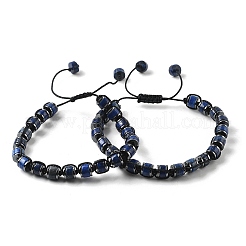 Adjustable Natural Lapis Lazuli and Non-magnetic Synthetic Hematite Braided Bead Bracelets&nbsp;BJEW-Z090-01F