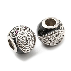Rack Plating Brass Micro Pave Cubic Zirconia European Beads&nbsp;KK-M247-21P