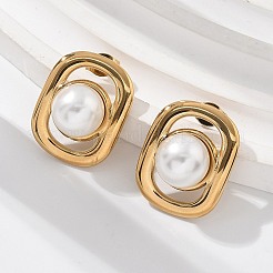 304 Stainless Steel Oval Stud Earrings&nbsp;EJEW-L287-063G