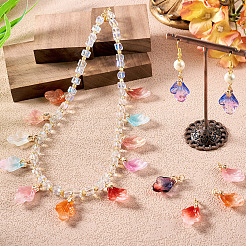 28Pcs 14 Colors Leaf Shape Handmade Lampwork Pendants&nbsp;PALLOY-TA00160