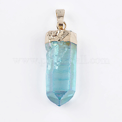 Electroplated Natural Quartz Crystal Pendants&nbsp;G-P356-13A