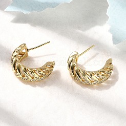 Brass Micro Pave Clear Cubic Zirconia Stud Earrings&nbsp;EJEW-P322-08G